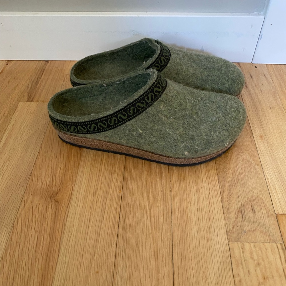 Green Wool Clogs